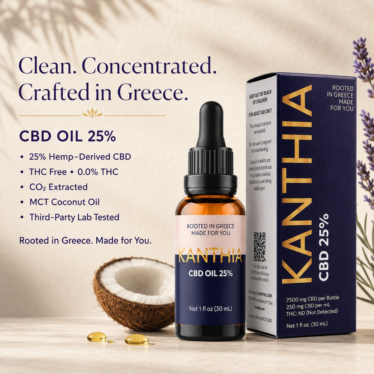 KANTHIA Premium CBD Oil 25% THC-Free (0.0%)